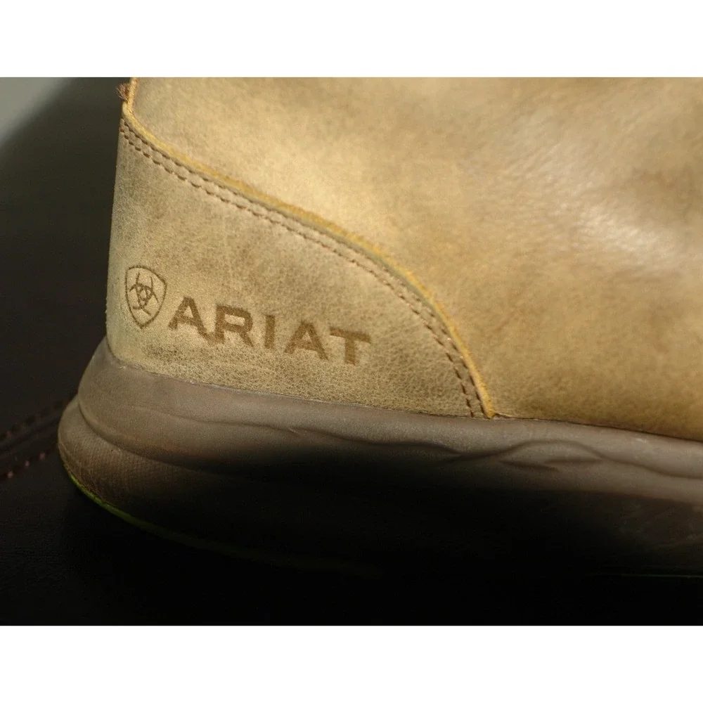 Ariat Spitfire Mens Brown Leather Chukka Boots Lime Green Accents Moc Toe